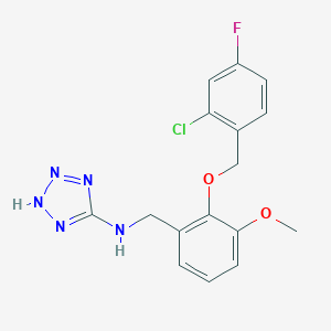 molecular formula C16H15ClFN5O2 B503986 N-{2-[(2-chloro-4-fluorobenzyl)oxy]-3-methoxybenzyl}-2H-tetrazol-5-amine 