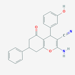 2-amino-4-(3-hydroxyphenyl)-5-oxo-7-phenyl-5,6,7,8-tetrahydro-4H-chromene-3-carbonitrile
