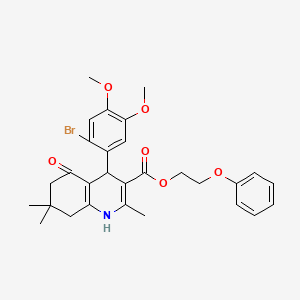 molecular formula C29H32BrNO6 B5039903 2-phenoxyethyl 4-(2-bromo-4,5-dimethoxyphenyl)-2,7,7-trimethyl-5-oxo-1,4,5,6,7,8-hexahydro-3-quinolinecarboxylate 