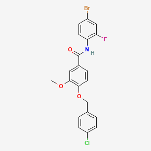 N-(4-bromo-2-fluorophenyl)-4-[(4-chlorophenyl)methoxy]-3-methoxybenzamide