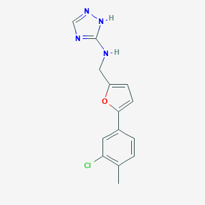 molecular formula C14H13ClN4O B503994 N-{[5-(3-chloro-4-methylphenyl)-2-furyl]methyl}-1H-1,2,4-triazol-3-amine 