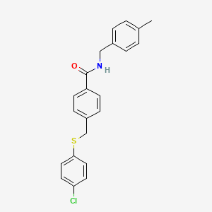 molecular formula C22H20ClNOS B5039956 4-{[(4-chlorophenyl)thio]methyl}-N-(4-methylbenzyl)benzamide 