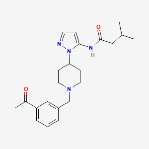 molecular formula C22H30N4O2 B5039967 N-{1-[1-(3-acetylbenzyl)-4-piperidinyl]-1H-pyrazol-5-yl}-3-methylbutanamide 