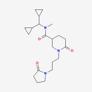 molecular formula C21H33N3O3 B5040053 N-(dicyclopropylmethyl)-N-methyl-6-oxo-1-[3-(2-oxo-1-pyrrolidinyl)propyl]-3-piperidinecarboxamide 