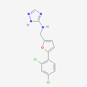 molecular formula C13H10Cl2N4O B504020 N-{[5-(2,4-dichlorophenyl)-2-furyl]methyl}-1H-1,2,4-triazol-3-amine 