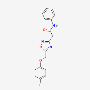 2-[5-[(4-fluorophenoxy)methyl]-1,2,4-oxadiazol-3-yl]-N-phenylacetamide