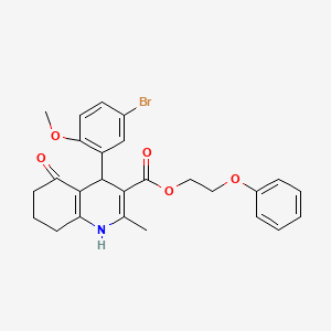 molecular formula C26H26BrNO5 B5040277 2-Phenoxyethyl 4-(5-bromo-2-methoxyphenyl)-2-methyl-5-oxo-1,4,5,6,7,8-hexahydroquinoline-3-carboxylate 