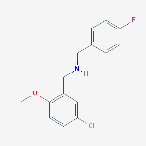 molecular formula C15H15ClFNO B504028 N-(5-chloro-2-methoxybenzyl)-N-(4-fluorobenzyl)amine 