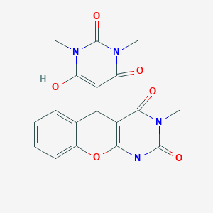 5-(6-hydroxy-1,3-dimethyl-2,4-dioxo-1,2,3,4-tetrahydropyrimidin-5-yl)-1,3-dimethyl-1,5-dihydro-2H-chromeno[2,3-d]pyrimidine-2,4(3H)-dione