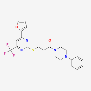 4-(2-furyl)-2-{[3-oxo-3-(4-phenyl-1-piperazinyl)propyl]thio}-6-(trifluoromethyl)pyrimidine