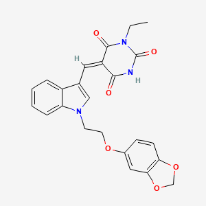 (5E)-5-({1-[2-(2H-1,3-BENZODIOXOL-5-YLOXY)ETHYL]-1H-INDOL-3-YL}METHYLIDENE)-1-ETHYL-1,3-DIAZINANE-2,4,6-TRIONE