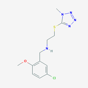 molecular formula C12H16ClN5OS B504044 N-(5-chloro-2-methoxybenzyl)-2-[(1-methyl-1H-tetrazol-5-yl)sulfanyl]ethanamine 