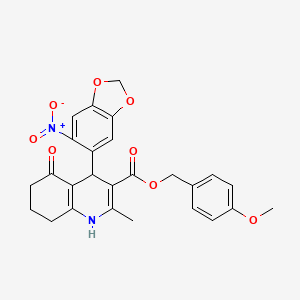 4-Methoxybenzyl 2-methyl-4-(6-nitro-1,3-benzodioxol-5-yl)-5-oxo-1,4,5,6,7,8-hexahydroquinoline-3-carboxylate