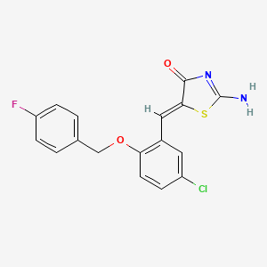 (5Z)-2-amino-5-[[5-chloro-2-[(4-fluorophenyl)methoxy]phenyl]methylidene]-1,3-thiazol-4-one