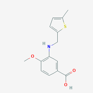molecular formula C14H15NO3S B504069 4-Methoxy-3-{[(5-methyl-2-thienyl)methyl]amino}benzoic acid CAS No. 878714-44-4