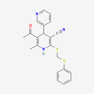 5-Acetyl-6-methyl-2-(phenylsulfanylmethylsulfanyl)-4-pyridin-3-yl-1,4-dihydropyridine-3-carbonitrile