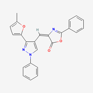 (4E)-4-[[3-(5-methylfuran-2-yl)-1-phenylpyrazol-4-yl]methylidene]-2-phenyl-1,3-oxazol-5-one