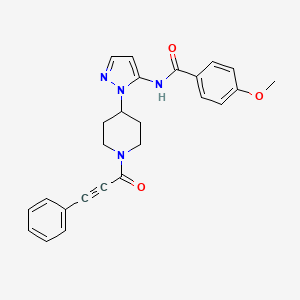 4-methoxy-N-[2-[1-(3-phenylprop-2-ynoyl)piperidin-4-yl]pyrazol-3-yl]benzamide