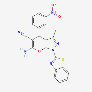 6-amino-1-(1,3-benzothiazol-2-yl)-3-methyl-4-(3-nitrophenyl)-4H-pyrano[2,3-c]pyrazole-5-carbonitrile