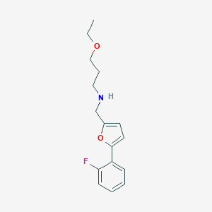 molecular formula C16H20FNO2 B504091 3-ethoxy-N-{[5-(2-fluorophenyl)furan-2-yl]methyl}propan-1-amine 