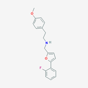 molecular formula C20H20FNO2 B504092 N-{[5-(2-fluorophenyl)furan-2-yl]methyl}-2-(4-methoxyphenyl)ethanamine 