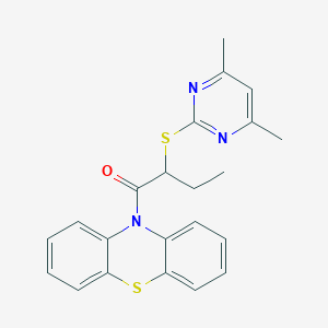 molecular formula C22H21N3OS2 B5040947 2-[(4,6-dimethylpyrimidin-2-yl)sulfanyl]-1-(10H-phenothiazin-10-yl)butan-1-one 