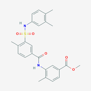 molecular formula C25H26N2O5S B5040973 methyl 3-[(3-{[(3,4-dimethylphenyl)amino]sulfonyl}-4-methylbenzoyl)amino]-4-methylbenzoate 