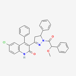 6-chloro-3-[1-(2-methoxy-2-phenylacetyl)-5-phenyl-4,5-dihydro-1H-pyrazol-3-yl]-4-phenyl-1,2-dihydroquinolin-2-one