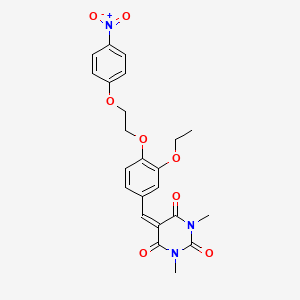 molecular formula C23H23N3O8 B5040989 5-({3-ETHOXY-4-[2-(4-NITROPHENOXY)ETHOXY]PHENYL}METHYLIDENE)-1,3-DIMETHYL-1,3-DIAZINANE-2,4,6-TRIONE 