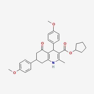 cyclopentyl 4,7-bis(4-methoxyphenyl)-2-methyl-5-oxo-1,4,5,6,7,8-hexahydroquinoline-3-carboxylate