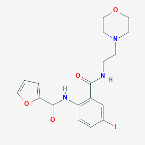 molecular formula C18H20IN3O4 B504101 N-[4-iodo-2-({[2-(4-morpholinyl)ethyl]amino}carbonyl)phenyl]-2-furamide 