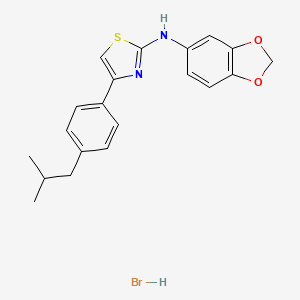 N-(1,3-benzodioxol-5-yl)-4-[4-(2-methylpropyl)phenyl]-1,3-thiazol-2-amine;hydrobromide