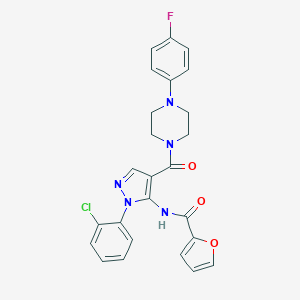 molecular formula C25H21ClFN5O3 B504103 N-(1-(2-chlorophenyl)-4-{[4-(4-fluorophenyl)-1-piperazinyl]carbonyl}-1H-pyrazol-5-yl)-2-furamide 