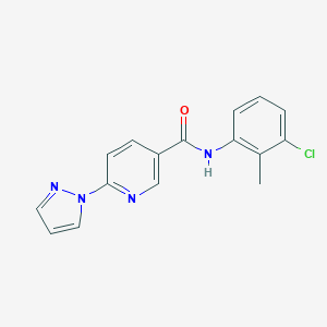 molecular formula C16H13ClN4O B504104 N-(3-chloro-2-methylphenyl)-6-(1H-pyrazol-1-yl)nicotinamide 