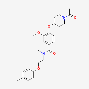 molecular formula C25H32N2O5 B5041098 4-[(1-acetyl-4-piperidinyl)oxy]-3-methoxy-N-methyl-N-[2-(4-methylphenoxy)ethyl]benzamide 