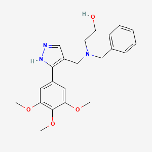 molecular formula C22H27N3O4 B5041147 2-(benzyl{[3-(3,4,5-trimethoxyphenyl)-1H-pyrazol-4-yl]methyl}amino)ethanol 