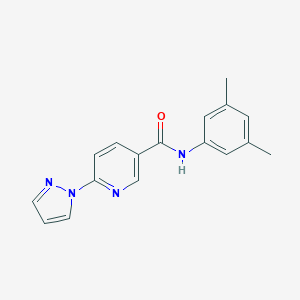 molecular formula C17H16N4O B504116 N-(3,5-dimethylphenyl)-6-(1H-pyrazol-1-yl)nicotinamide 