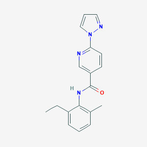 molecular formula C18H18N4O B504117 N-(2-ethyl-6-methylphenyl)-6-(1H-pyrazol-1-yl)nicotinamide 