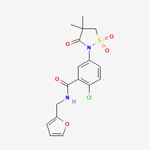 2-chloro-5-(4,4-dimethyl-1,1,3-trioxo-1lambda6,2-thiazolidin-2-yl)-N-[(furan-2-yl)methyl]benzamide