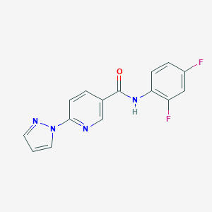 molecular formula C15H10F2N4O B504119 N-(2,4-difluorophenyl)-6-(1H-pyrazol-1-yl)nicotinamide CAS No. 400078-68-4
