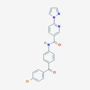 molecular formula C22H15BrN4O2 B504122 N-[4-(4-bromobenzoyl)phenyl]-6-(1H-pyrazol-1-yl)nicotinamide 