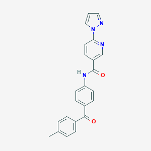 N-[4-(4-methylbenzoyl)phenyl]-6-(1H-pyrazol-1-yl)nicotinamide