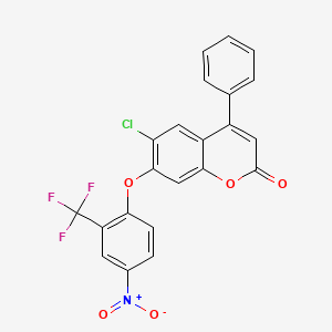 6-chloro-7-[4-nitro-2-(trifluoromethyl)phenoxy]-4-phenyl-2H-chromen-2-one