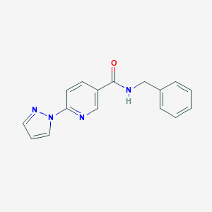 molecular formula C16H14N4O B504127 N-benzyl-6-(1H-pyrazol-1-yl)nicotinamide 