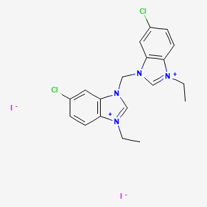 5-Chloro-3-[(6-chloro-3-ethylbenzimidazol-3-ium-1-yl)methyl]-1-ethylbenzimidazol-1-ium;diiodide