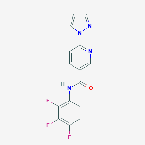 molecular formula C15H9F3N4O B504129 6-(1H-pyrazol-1-yl)-N-(2,3,4-trifluorophenyl)nicotinamide 