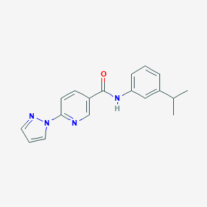 molecular formula C18H18N4O B504130 N-(3-isopropylphenyl)-6-(1H-pyrazol-1-yl)nicotinamide 