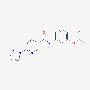 molecular formula C16H12F2N4O2 B504131 N-[3-(difluoromethoxy)phenyl]-6-(1H-pyrazol-1-yl)nicotinamide CAS No. 957499-18-2