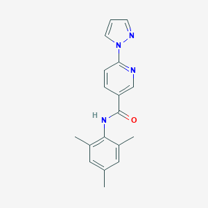 molecular formula C18H18N4O B504132 N-mesityl-6-(1H-pyrazol-1-yl)nicotinamide 