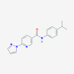 molecular formula C18H18N4O B504133 N-(4-isopropylphenyl)-6-(1H-pyrazol-1-yl)nicotinamide 